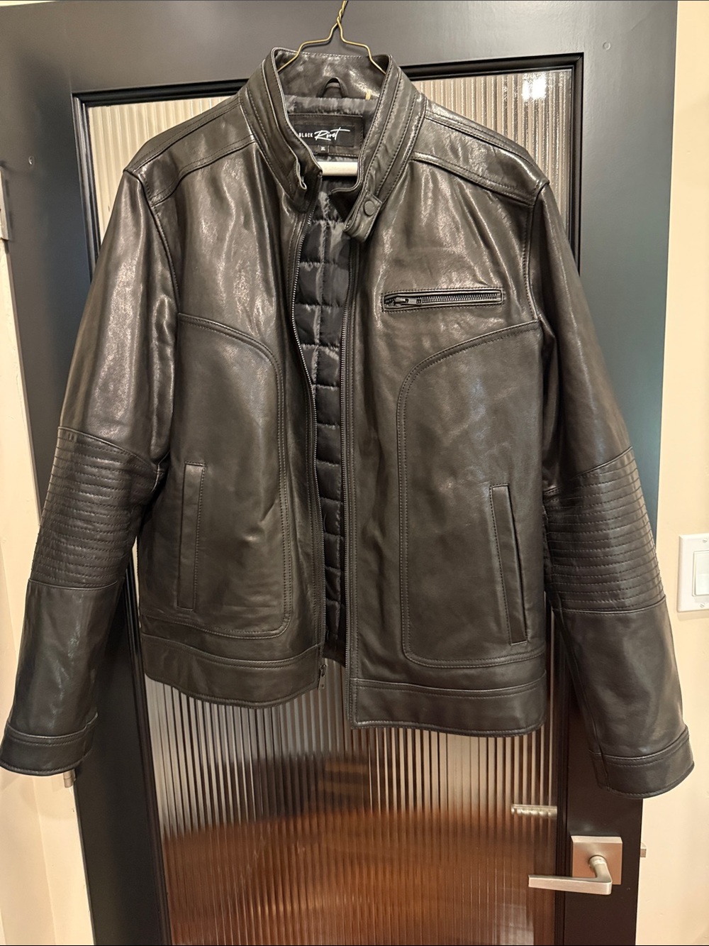 Black Rivet Genuine Leather Moto Jacket Men’s XL Black Café Racer G-III